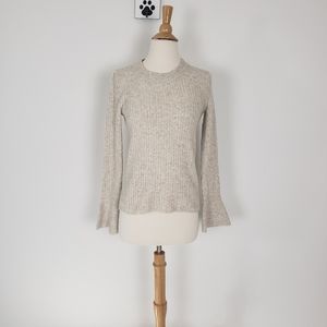 MADEWELL Bell Flare Sleeve Ribbed Sweater Coziest Yarn Oatmeal XS